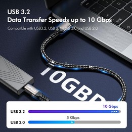 ENKAY ENK-CB189 USB 3.2 A to Type-C 60W Fast Charging Cable 10Gbps Super Speed Data Transfer, Length:1m(Blue Grey)