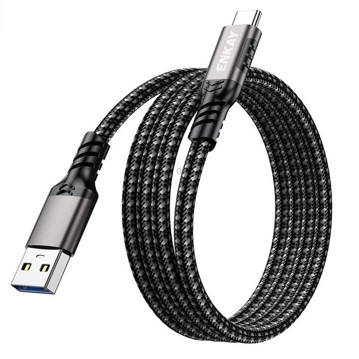 ENKAY ENK-CB189 USB 3.2 A to Type-C 60W Fast Charging Cable 10Gbps Super Speed Data Transfer, Length:2m(Gunmetal)