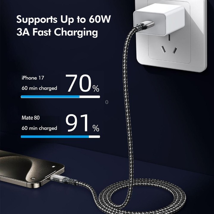 ENKAY ENK-CB189 USB 3.2 A to Type-C 60W Fast Charging Cable 10Gbps Super Speed Data Transfer, Length:2m(Blue Grey)