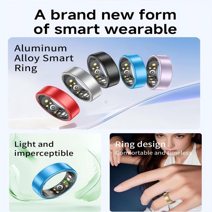 R88 Smart Ring Fitness Tracker, Supports Health Monitoring / Camera Control, Ring Size:Size 7(Blue)
