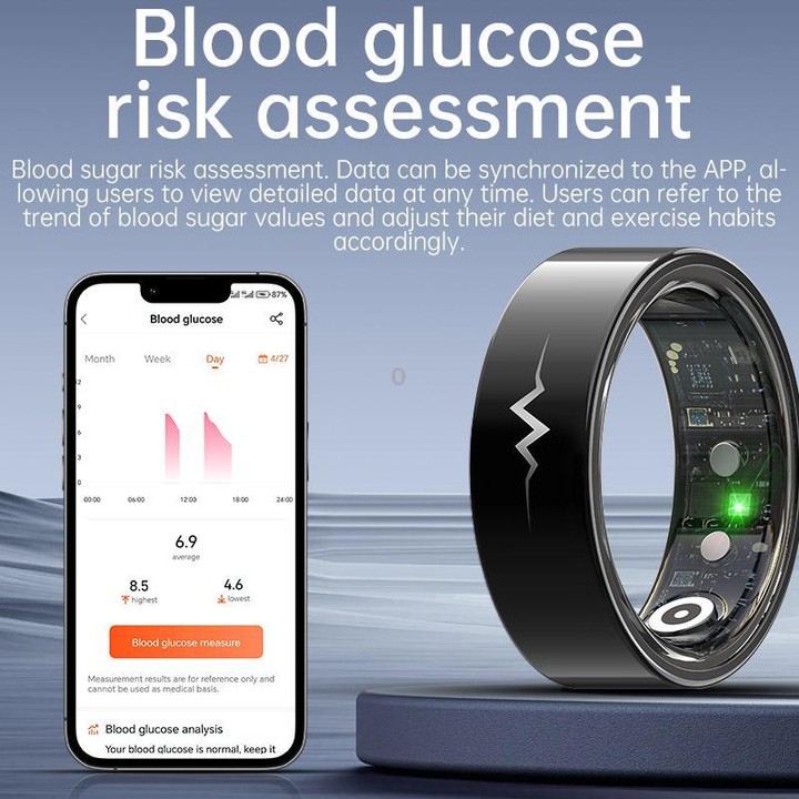 R1005 Smart Ring, Supports Health Monitoring / Camera Control, Ring Size:Size 9(Black)
