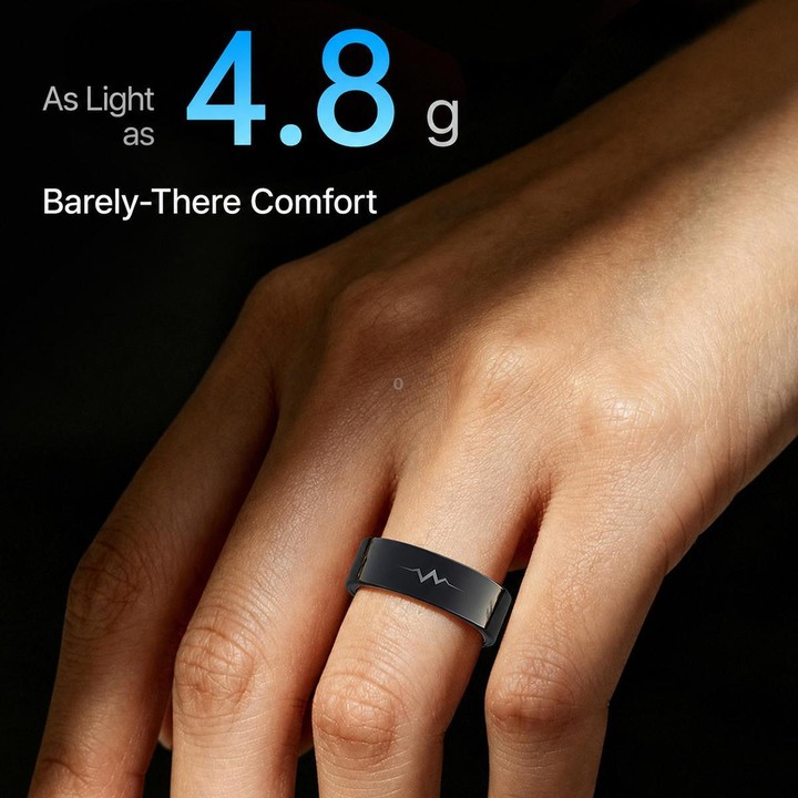 R1005 Smart Ring, Supports Health Monitoring / Camera Control, Ring Size:Size 9(Black)