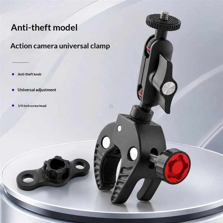 U073 70mm Anti-Theft 3-Prong Camera Clamp 1/4 Screw Universal Rotate Holder