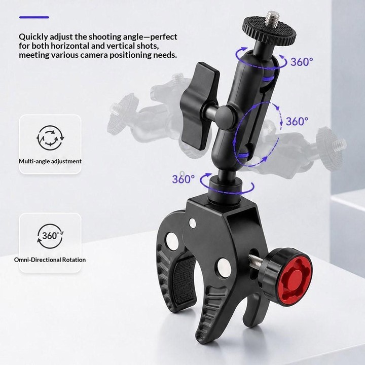 U073 70mm Anti-Theft 3-Prong Camera Clamp 1/4 Screw Universal Rotate Holder