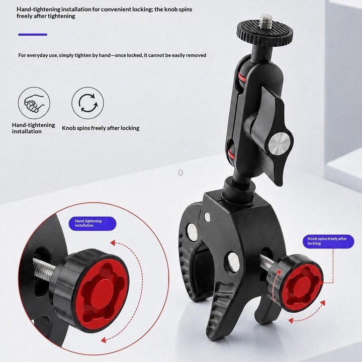 U073 70mm Anti-Theft 3-Prong Camera Clamp 1/4 Screw Universal Rotate Holder