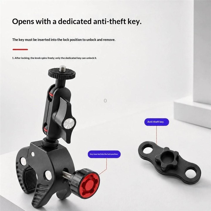 U073 70mm Anti-Theft 3-Prong Camera Clamp 1/4 Screw Universal Rotate Holder