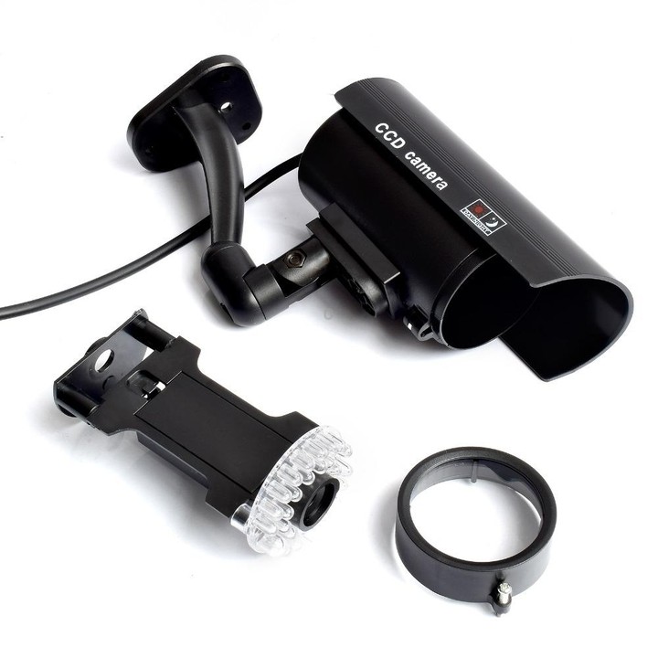 IP66 Waterproof Dummy CCTV Camera With Flashing LED For Realistic Looking for Security Alarm(Silver)