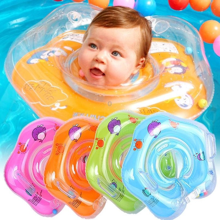 Circle Shaped Inflatable Baby Children Swimming Neck Ring(Orange)