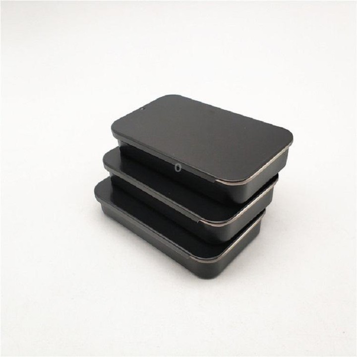 2 PCS Slide Sliding Iron Box Guitar Picks Music Equipment Accessories Storage Box, Specification:15 × 50 × 80 mm(Black)