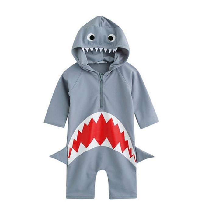 Blue Animal Sharks Swimsuit Baby Kid Bathing Suit Uv Protection Suit, Size:XS(BLUE)