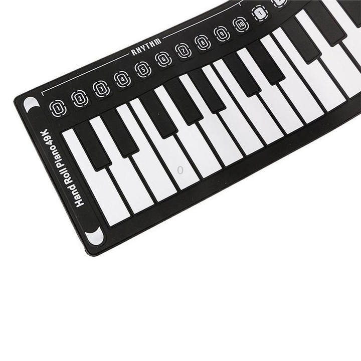 49-Key Portable Hand-Rolled Piano With Horn Children Beginners To Practice Electronic Piano(Elegant Black)