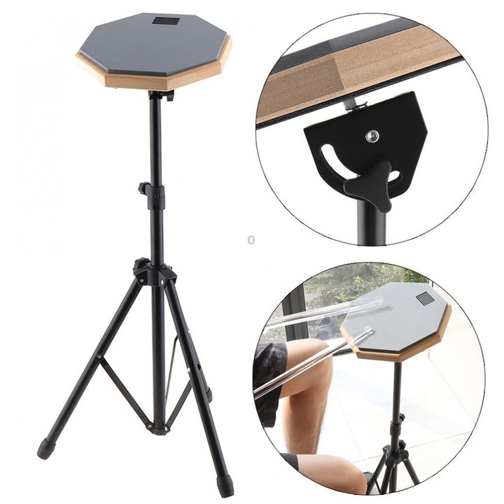 8 Inch Rubber Wooden Dumb Drum Practice Training Drum Pad with Stand(Gray)