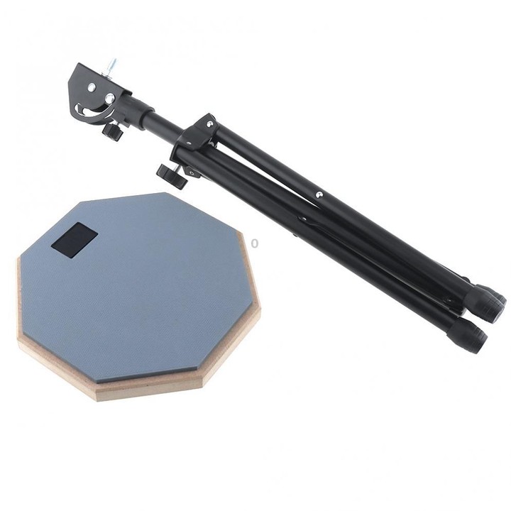 8 Inch Rubber Wooden Dumb Drum Practice Training Drum Pad with Stand(Gray)