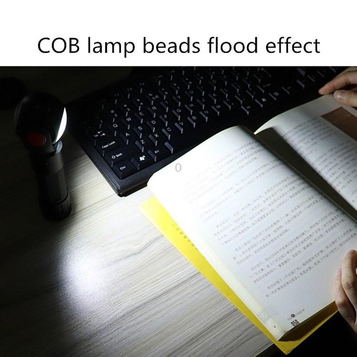 SKYWOLFEYE Lamp Head 360 Degree Rotation USB Rechargeable LED Glare Flashlight With Magnet COB Work Light, Style:Without Battery