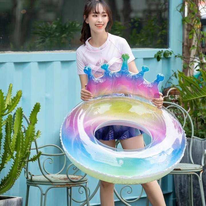 PVC Sequin Rainbow Swimming Ring, Inner Diameter:100cm(Crown)