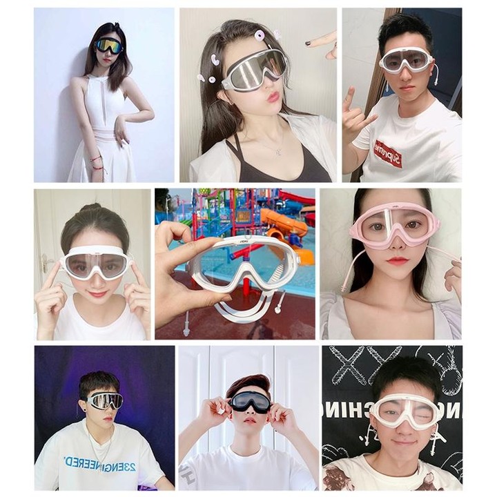 JIEHU JH8208DMJS Large Frame Waterproof and Anti-fog High-definition Eye Protection Swimming Goggles(Transparent Green)