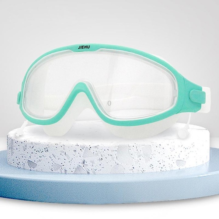 JIEHU JH8208DMJS Large Frame Waterproof and Anti-fog High-definition Eye Protection Swimming Goggles(Transparent Green)