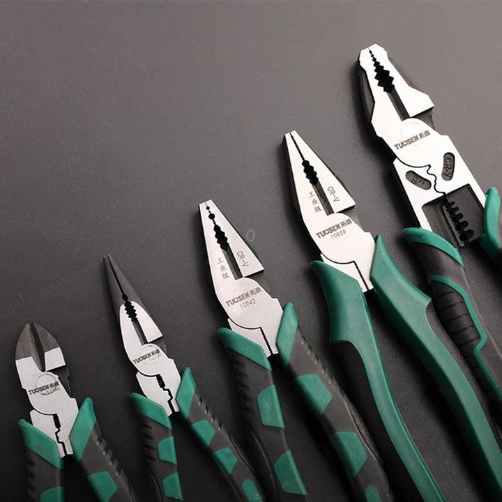 TUOSEN Multifunctional Crimping and Stripping Labor Saving Flat Pliers Vise Manual Wire Cutters, Style:11116 9 Inch