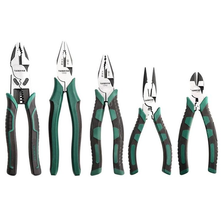 TUOSEN Multifunctional Crimping and Stripping Labor Saving Flat Pliers Vise Manual Wire Cutters, Style:11116 9 Inch