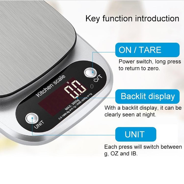BOH-C305 Kitchen Stainless Steel LCD Electronic Scale, Specification: 10kg / 1g