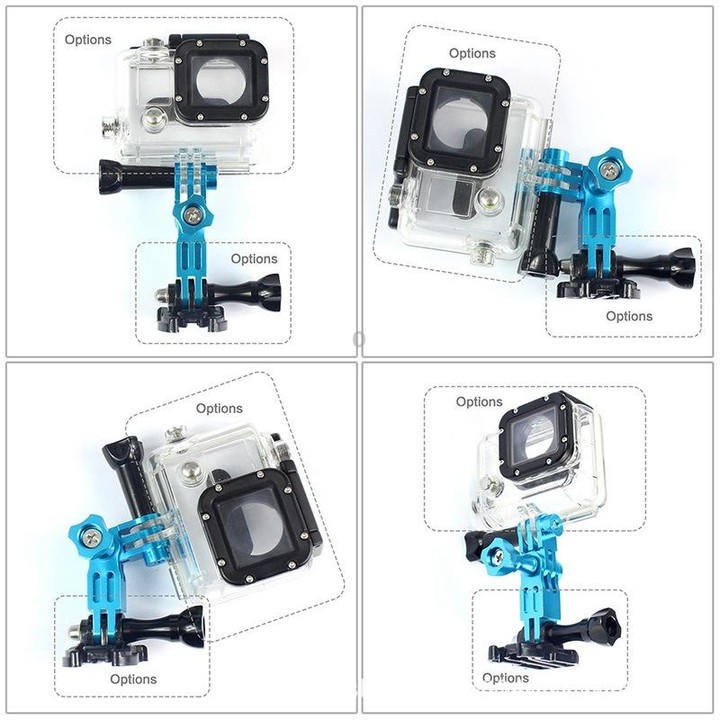 Action Camera Universal Aluminum Alloy Three-way Adjustment Arm 360 Degree Adapter(Black)