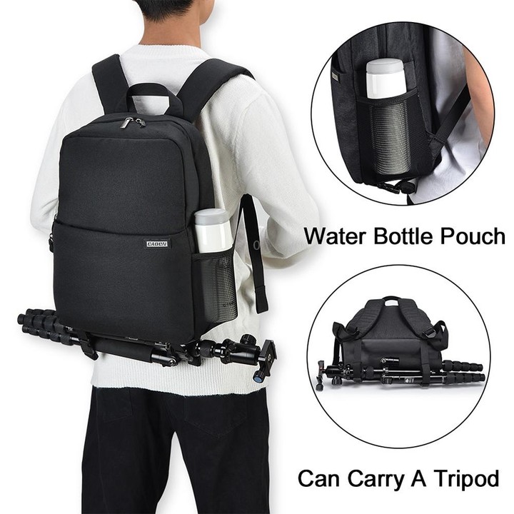 CADeN L4 Double-layer Casual Computer Backpack Multi-function Digital Camera Bag (Black)