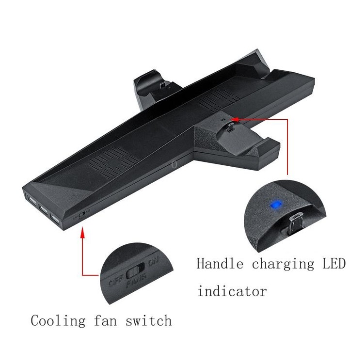 Game Console Radiator And Dual Handle Charging Base For PS4 / PS4 Slim(Black)