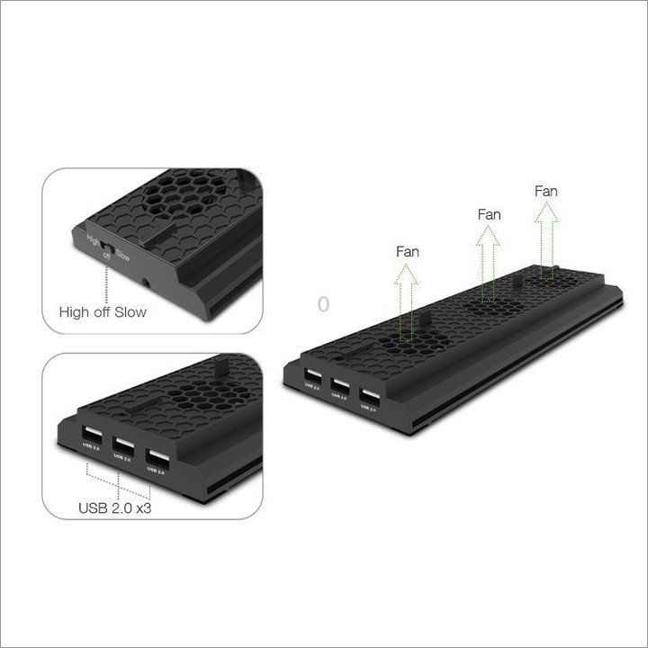 DOBE TYX-1768 Heat Dissipate Vertical Stand Base Cooling Dock Cooling Fan Bracket for XBOX One X Game Console