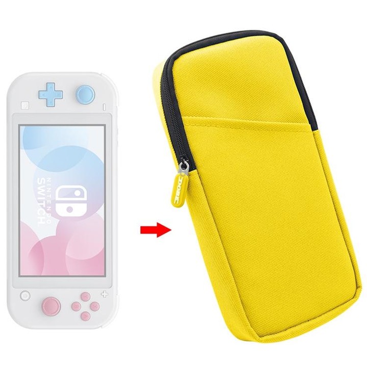 Mini Host Storage Case Zipper Protection Nylon Soft Cloth Bag for Switch Lite(Yellow)