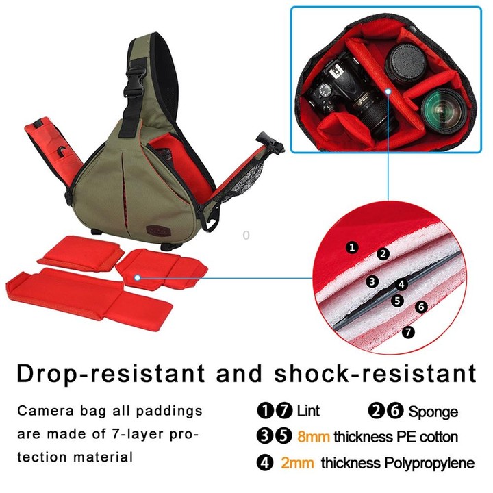 CADeN K1 DSLR Camera Shoulder Waterproof Bag with Rain Cover(Army Green)