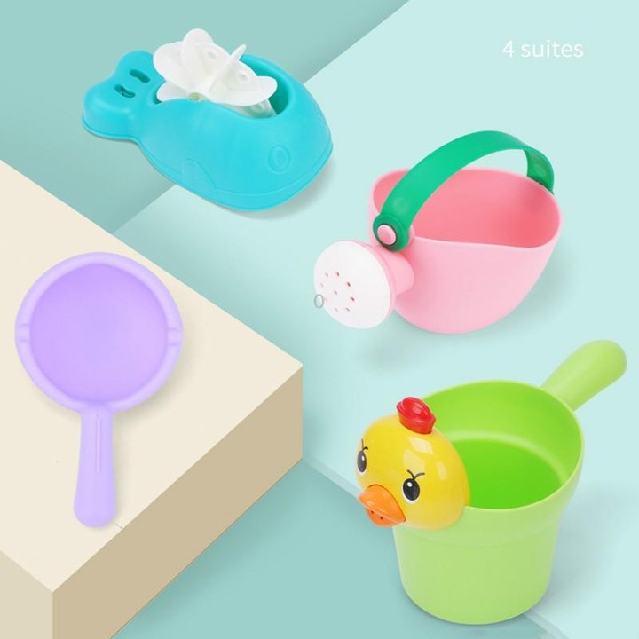 4 in 1 Children Soft Plastic Water Bottle Bath Toys Outdoor Beach Play Sand Tool Set