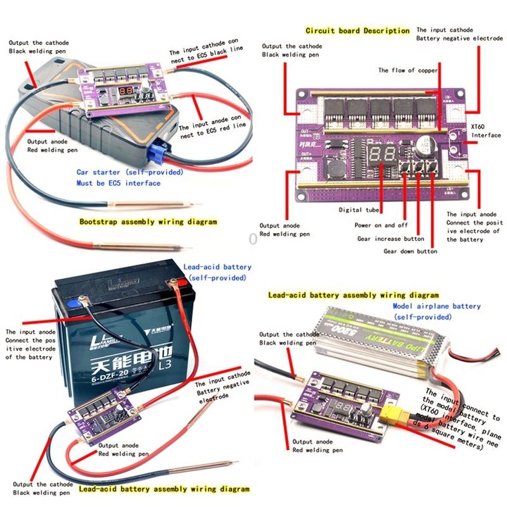 Lead-Acid Battery Version 12V Digital Display DIY Battery Spot Welding Machine Pen Control, Style:10 Square Pen