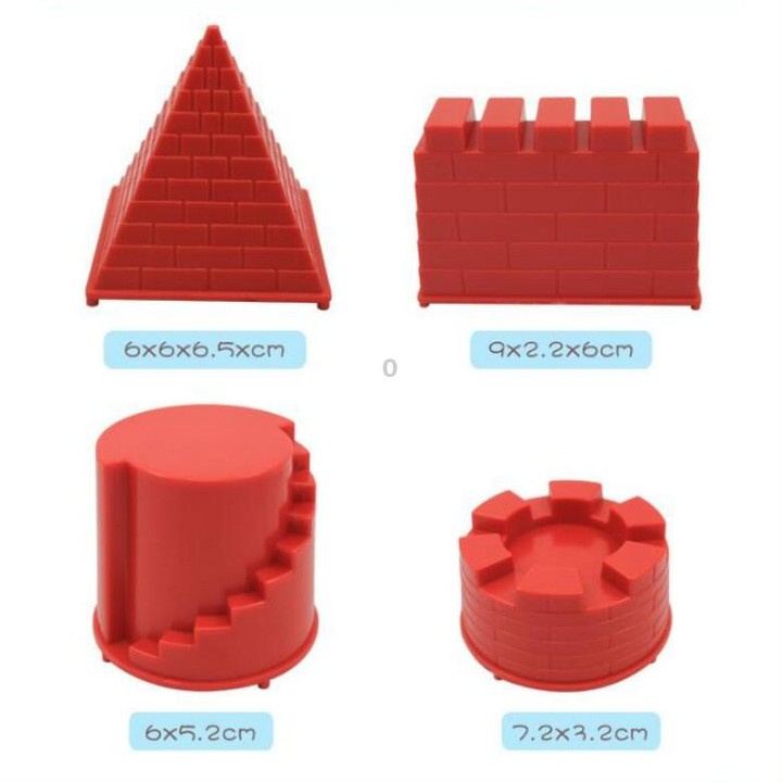 4 PCS Children Educational Toys Castle Molds Play Sand Tools(Red)