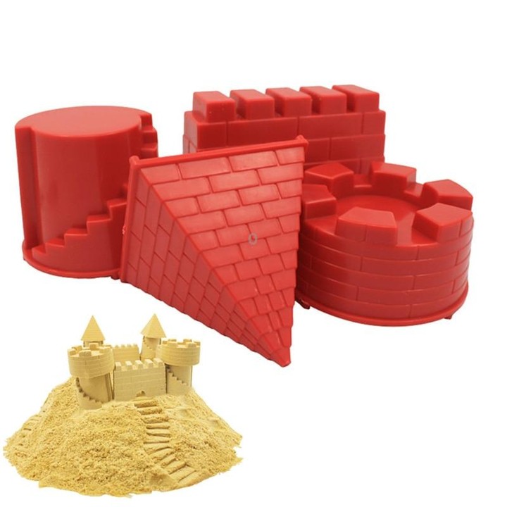 4 PCS Children Educational Toys Castle Molds Play Sand Tools(Red)
