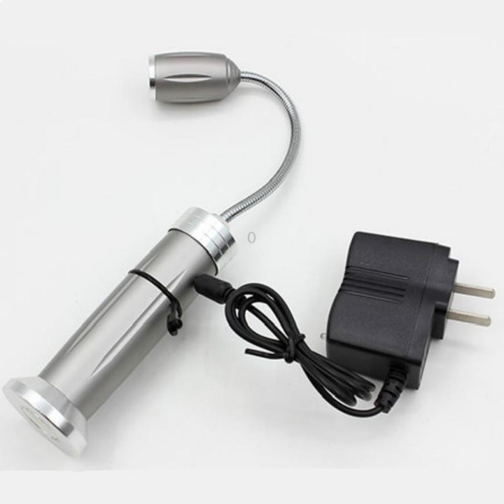 Multi-functional with Magnet Charging Rotary Zoom Turn Work Light Glare Flashlight, XPE Charging Section US Plug(Silver)