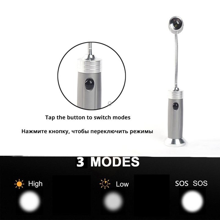 Multi-functional with Magnet Charging Rotary Zoom Turn Work Light Glare Flashlight, XPE Dry Battery(Silver)