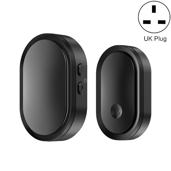 CACAZI A99 Home Smart Remote Control Doorbell Elderly Pager, Style:UK Plug(Black)