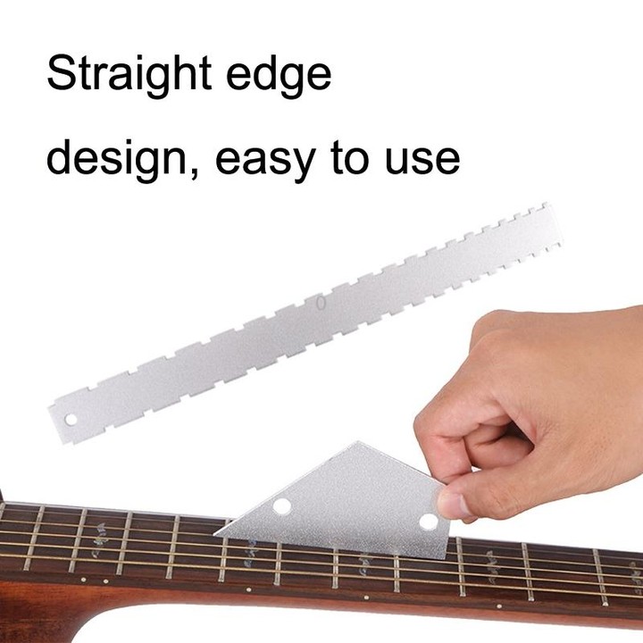 GNR1 Aluminium Measurement Bass Guitar Neck Ruler, Colour:Silver + Leveling Ruler