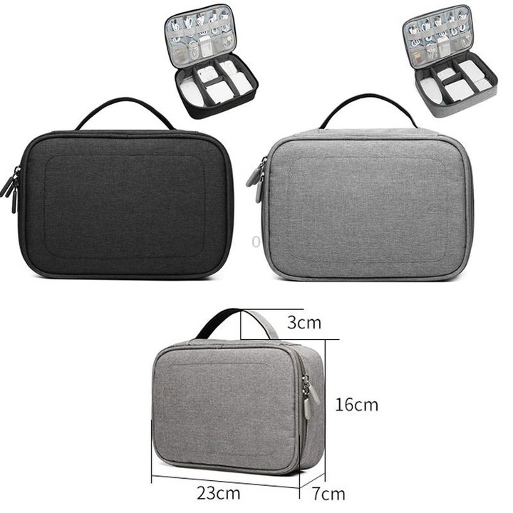 Single Layer Power Data Cable Storage Bag Digital Mobile Hard Disk Protective Cover(Black)