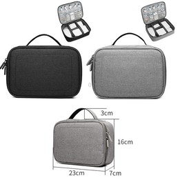 Single Layer Power Data Cable Storage Bag Digital Mobile Hard Disk Protective Cover(Gray)