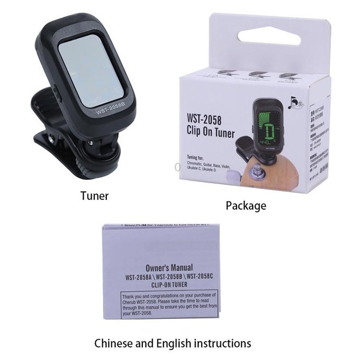 Little Angel WST-2058B Guitar Capo Electronic Tuner, Size:5×3.7×2.7cm(White)