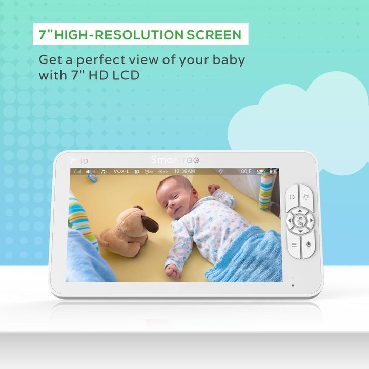 SM70 7-inch 720 x 1080P Wireless Baby Monitor Camera Temperature Monitor 2 Way Audio US Plug