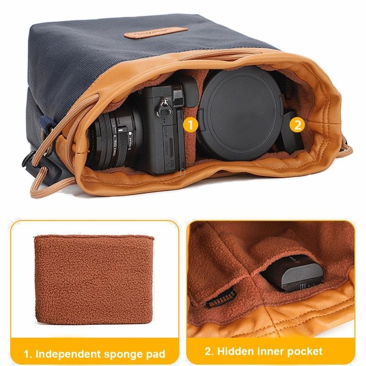 S.C.COTTON Camera Lens Protection Bag Liner Bag Waterproof Camera Storage Bag, Size: M(Gray)