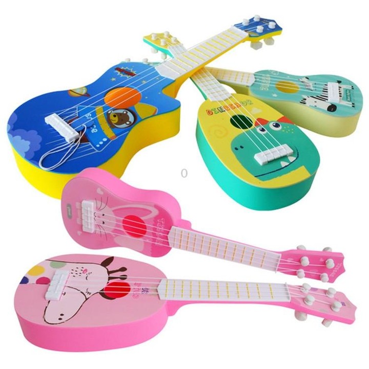 Pink Rabbit Small Simulation Musical Instrument Mini Four Strings Playable Ukulele Early Childhood Education Music Toy