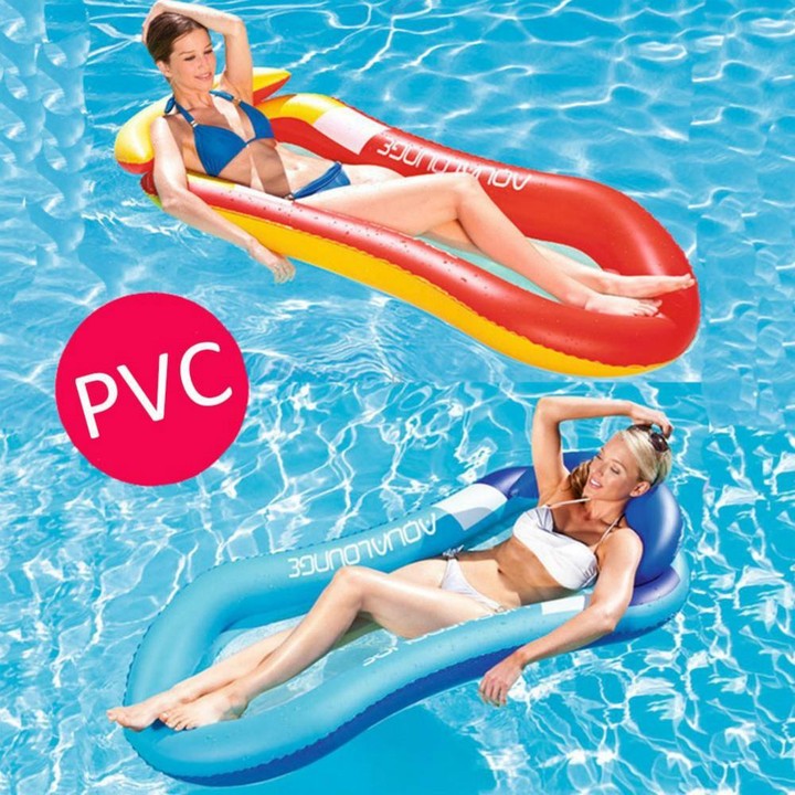 Adult Floating RowLounge Chair Water Toy Inflatable Bed with Armrest Hammock Back, Size: 160 x 90cm(Noble Blue)