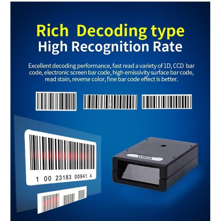 EVAWGIB DL-X720 Red Light 1D Barcode Scanning Recognition Engine, Interface:USB