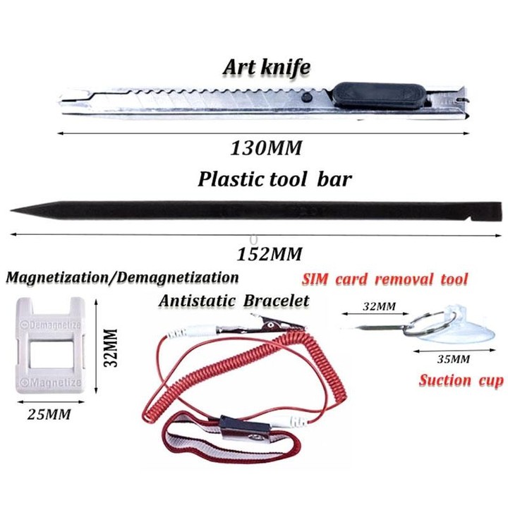 Portable Cloth Bag Mobile Phone Disassembly Maintenance Tool Multi-function Combination Tool Screwdriver Set(Blue)