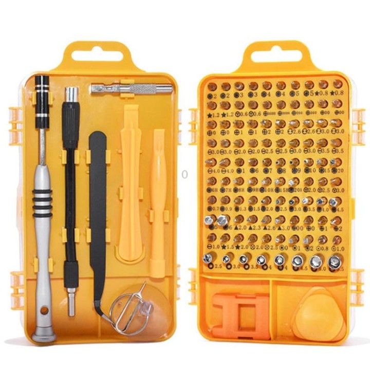 110 in 1 Watch Mobile Phone Disassembly Maintenance Tool Multi-function Chrome Vanadium Steel Screwdriver Set(Yellow)