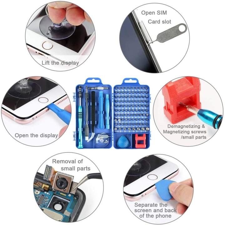 110 in 1 Watch Mobile Phone Disassembly Maintenance Tool Multi-function Chrome Vanadium Steel Screwdriver Set(Blue)