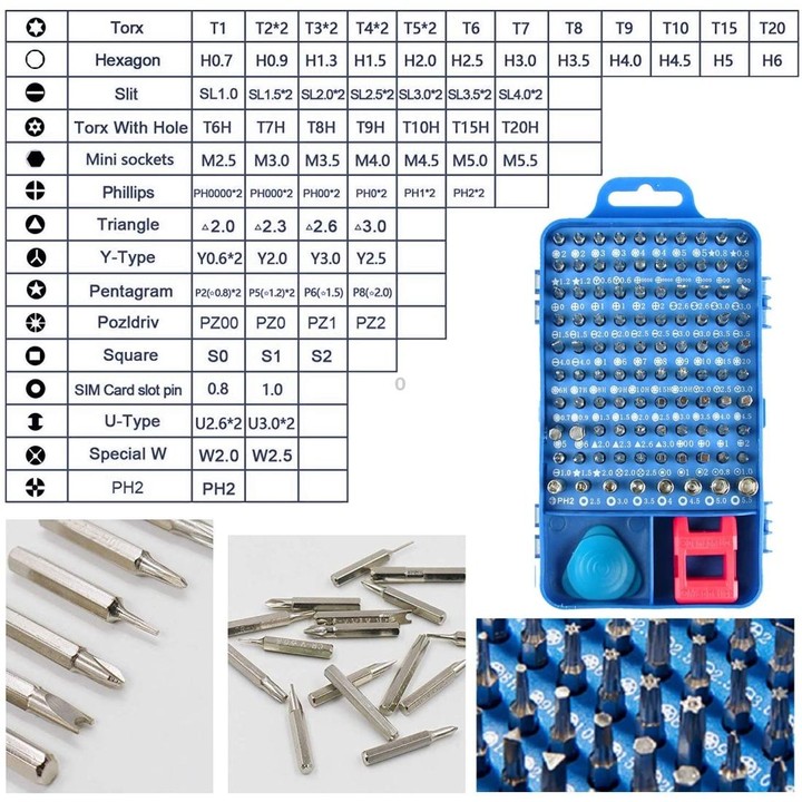 110 in 1 Watch Mobile Phone Disassembly Maintenance Tool Multi-function Chrome Vanadium Steel Screwdriver Set(Blue)